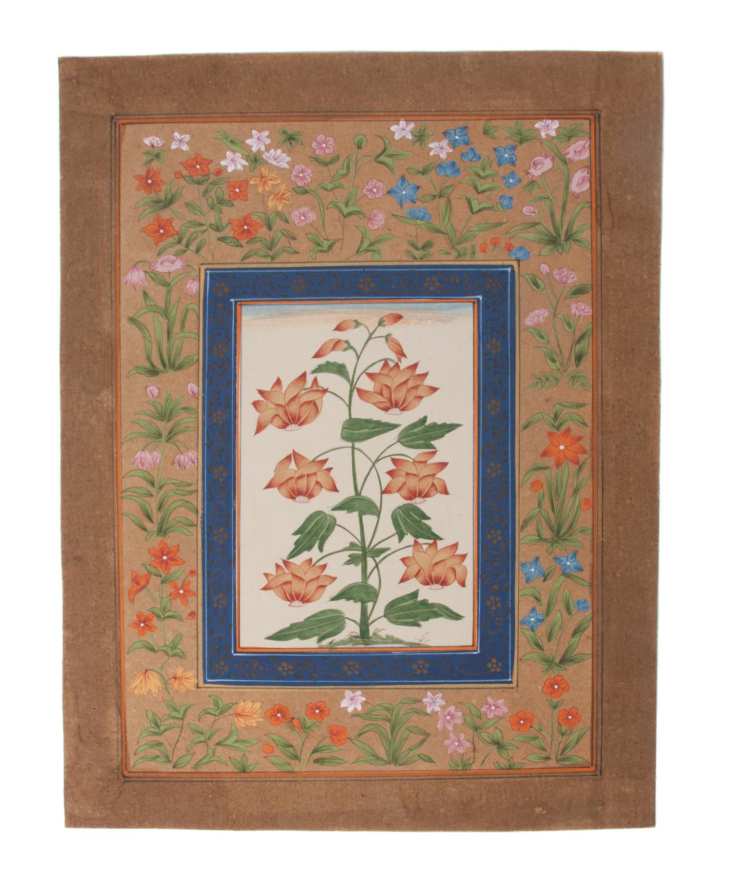 A Collection of Seven Indian Mughal Miniatures Height of largest 13 x width 9 inches.