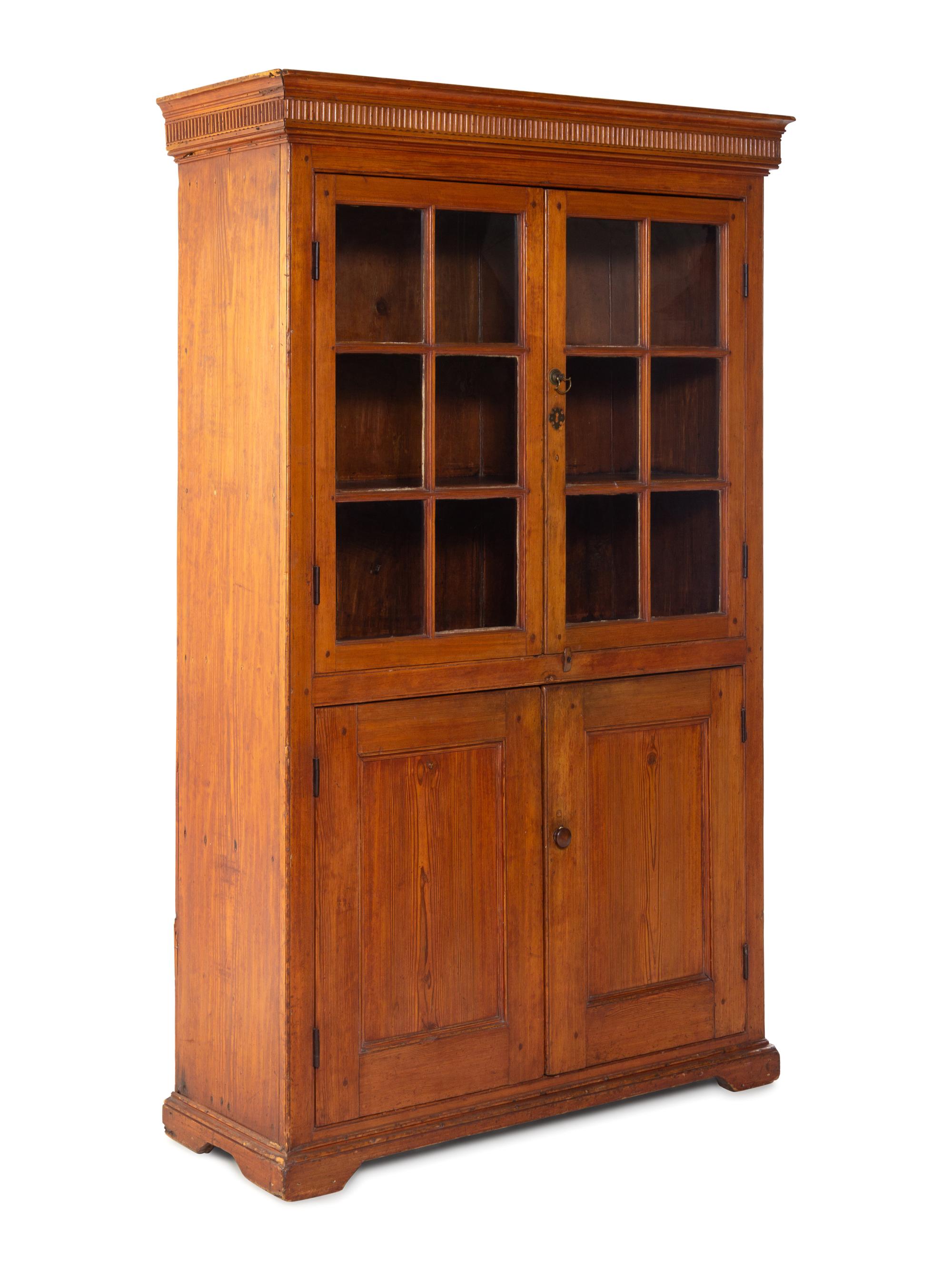 A Federal Carved Pine Cupboard