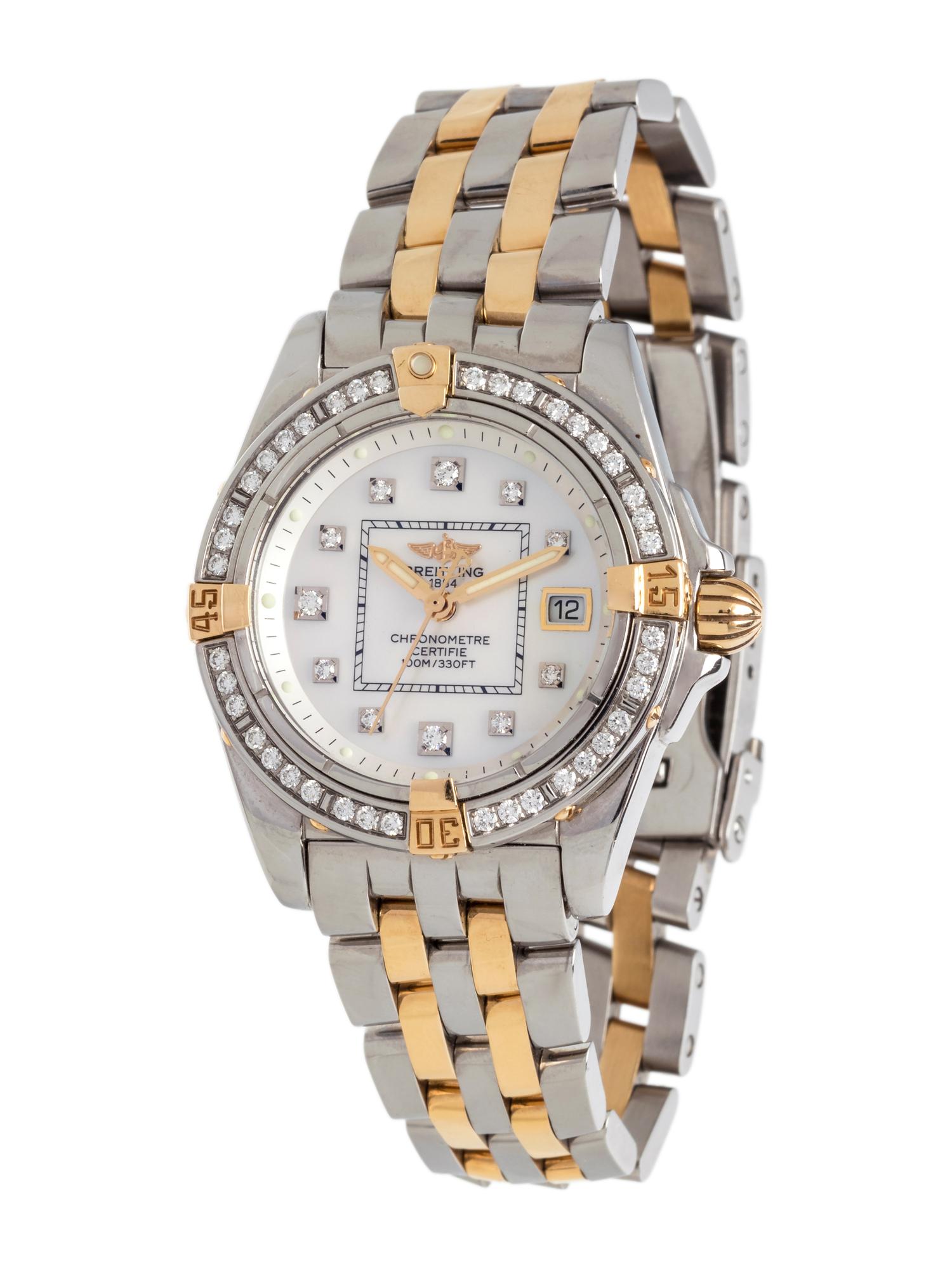 BREITLING, STAINLESS STEEL, YELLOW GOLD AND DIAMOND REF. B71356 'COCKPIT LADY' WRISTWATCH