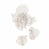 DIAMOND AND WHITE GOLD FOLIATE BROOCH AND EARRINGS