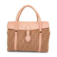 Fendi, Monogram Jacquard & ink Leather Handbag