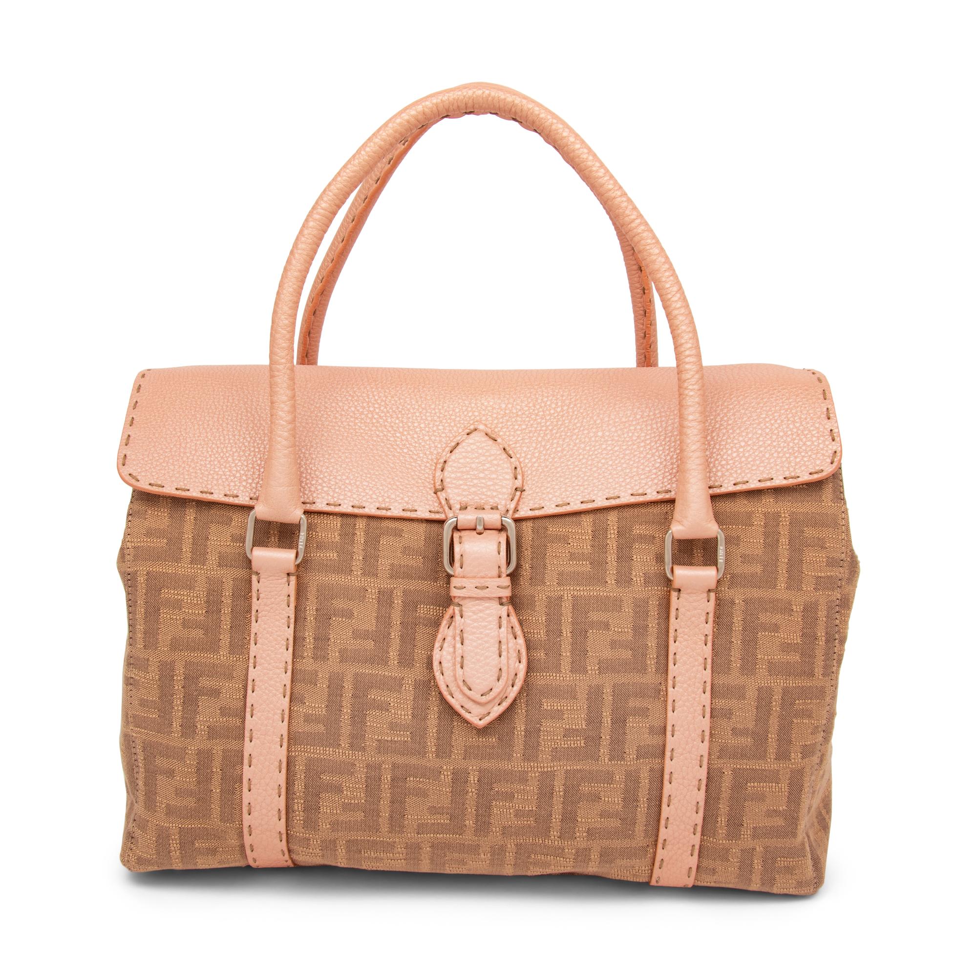 Fendi, Monogram Jacquard & ink Leather Handbag