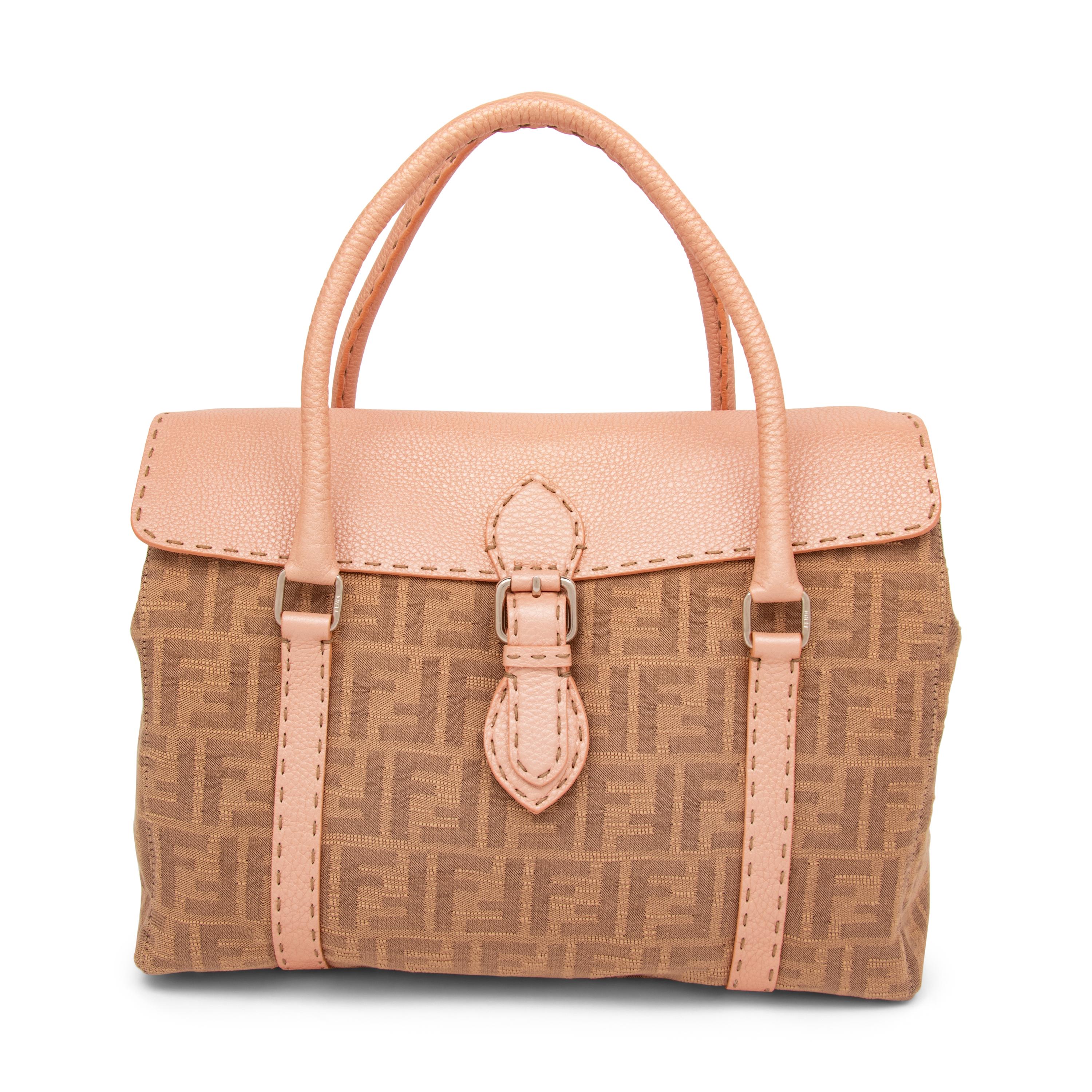 Fendi, Monogram Jacquard & ink Leather Handbag