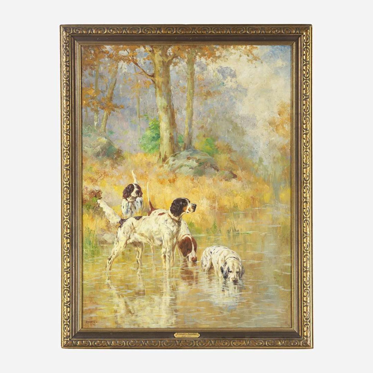 Percival Leonard Rosseau (American, 1859–1937) Setters in a Brook Pool