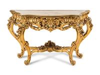 A Rococo Style Giltwood Onyx-Top Pier Table and Mirror