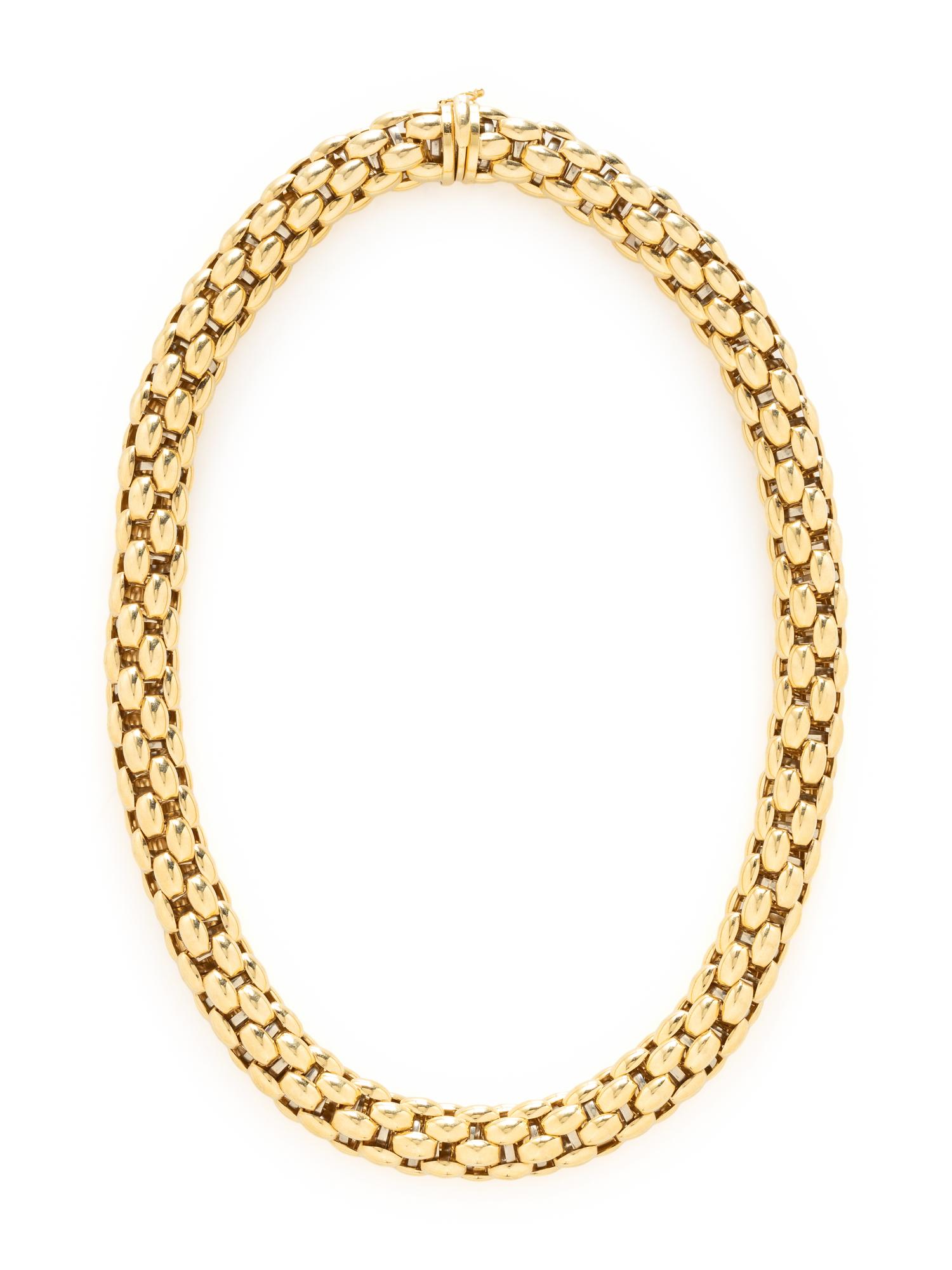 YELLOW GOLD MESH COLLAR NECKLACE