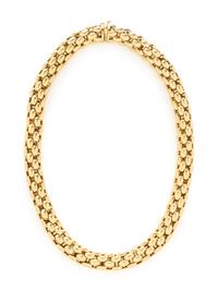 YELLOW GOLD MESH COLLAR NECKLACE