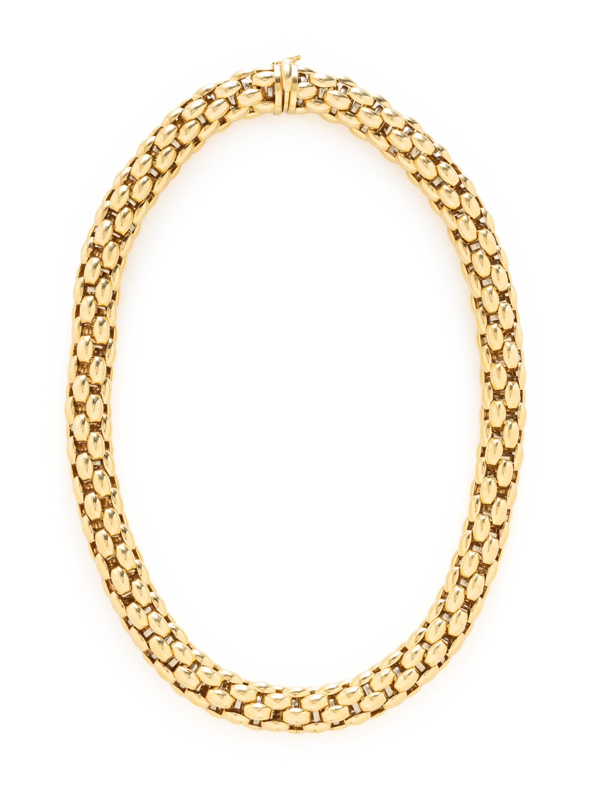 YELLOW GOLD MESH COLLAR NECKLACE