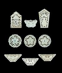 Nine Chinese Carved Celadon Jade Pendants