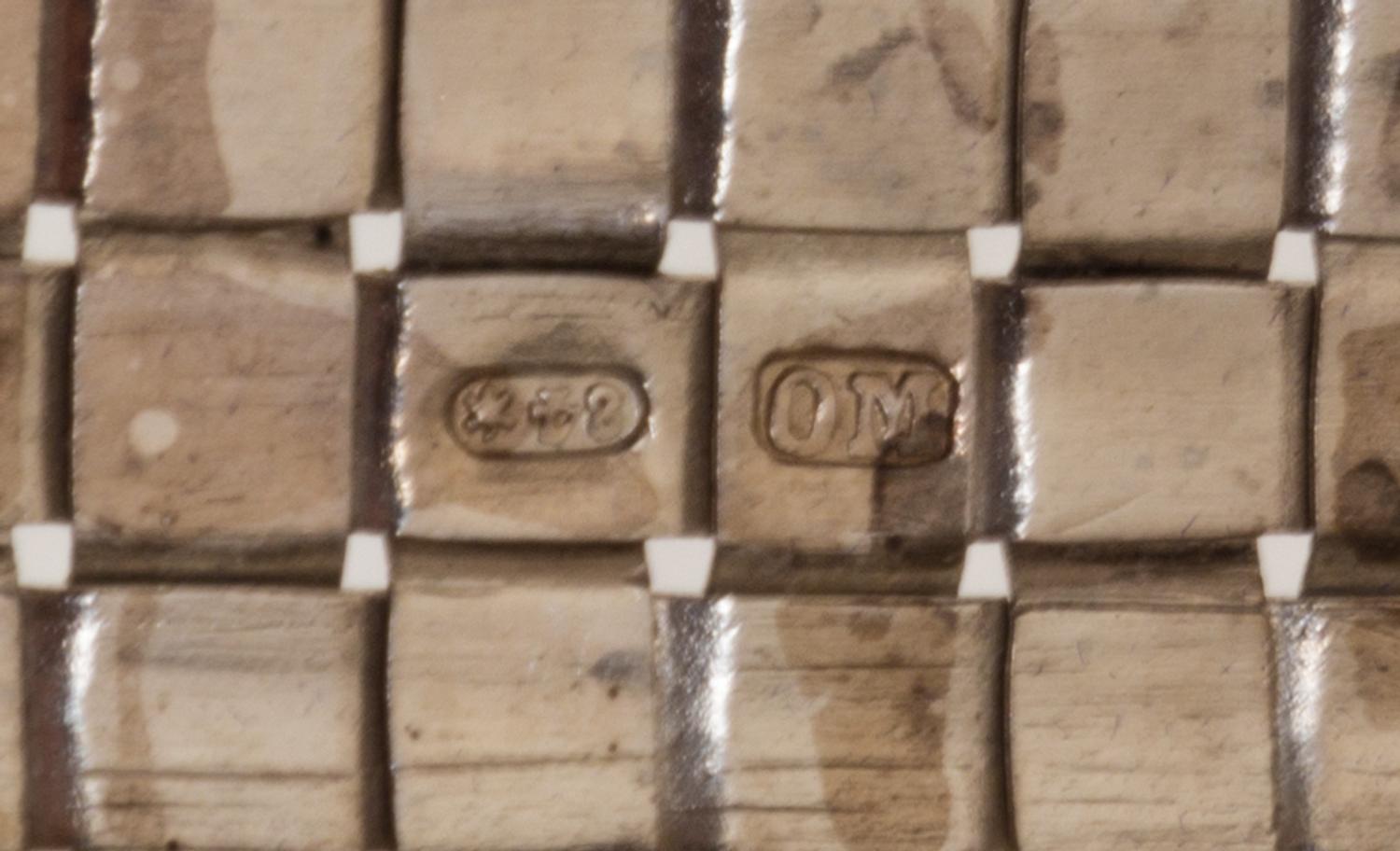A Russian Silver Cigarette Case, Mark of Otto Makselius, St. Petersburg, late 19th century, worked in a basket weave pattern with an at