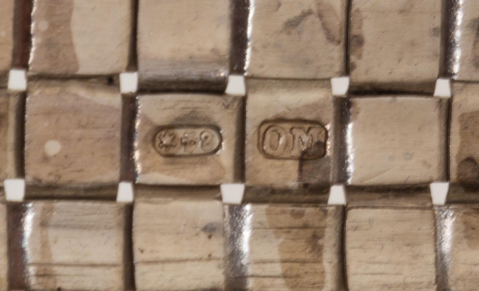 A Russian Silver Cigarette Case, Mark of Otto Makselius, St. Petersburg, late 19th century, worked in a basket weave pattern with an at
