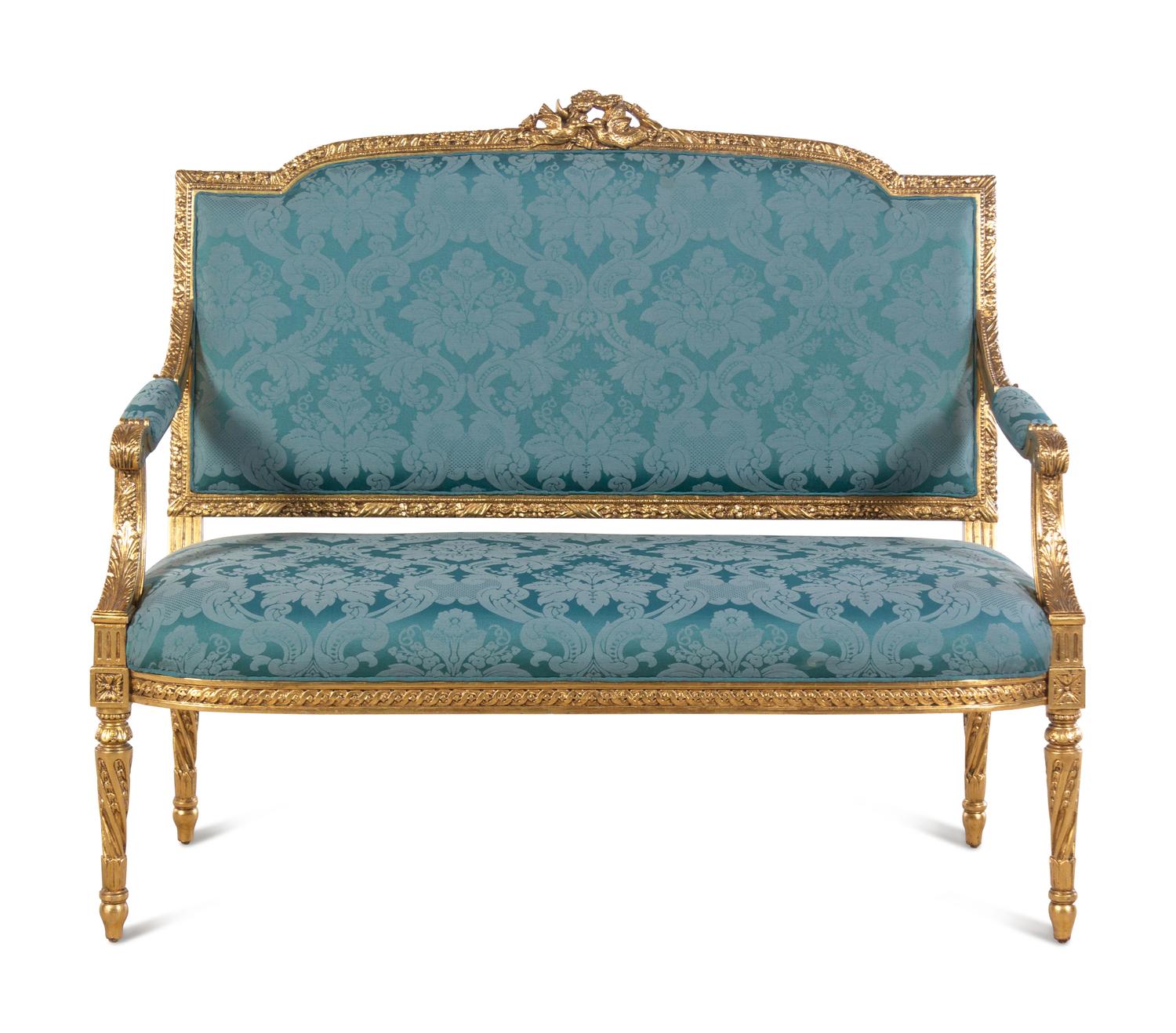 A Louis XVI Style Giltwood Settee