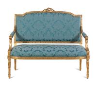 A Louis XVI Style Giltwood Settee