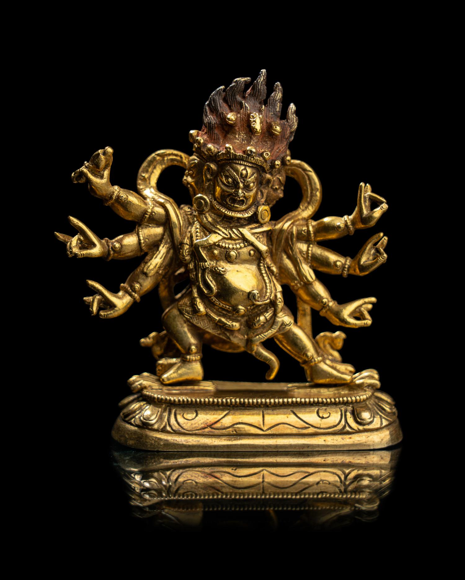 A Small Sino-Tibetan Gilt Bronze Figure of Vajrapani