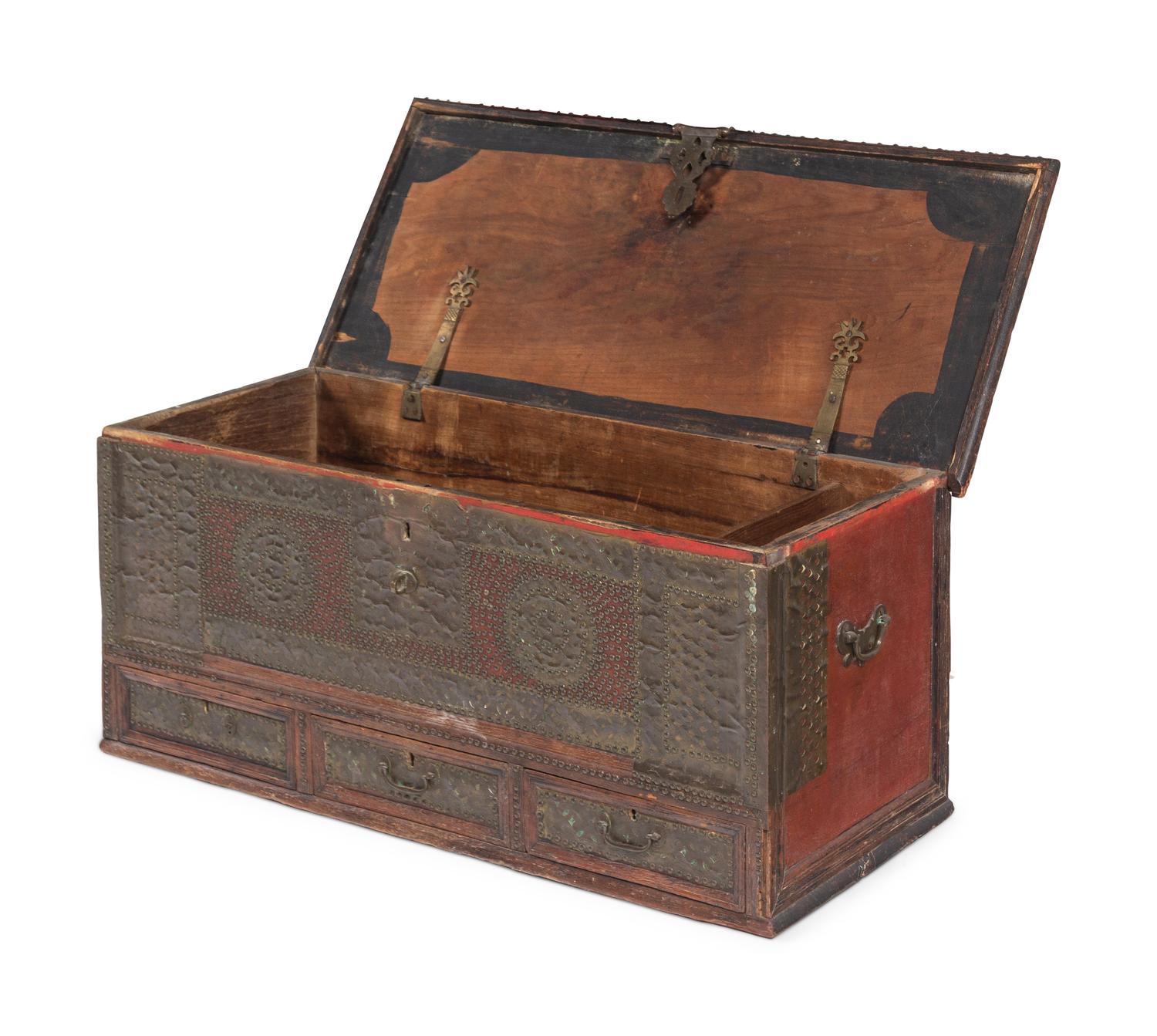 A Continental Studded Wood Trunk