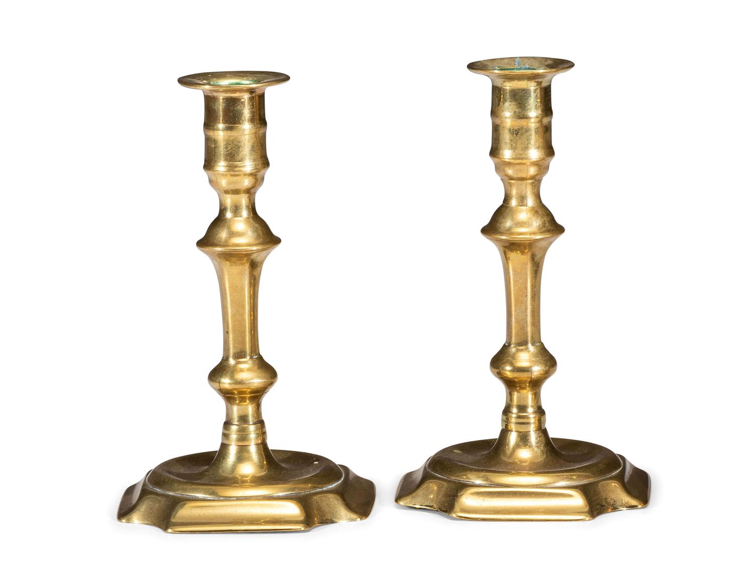 A Pair of English Brass Candlesticks