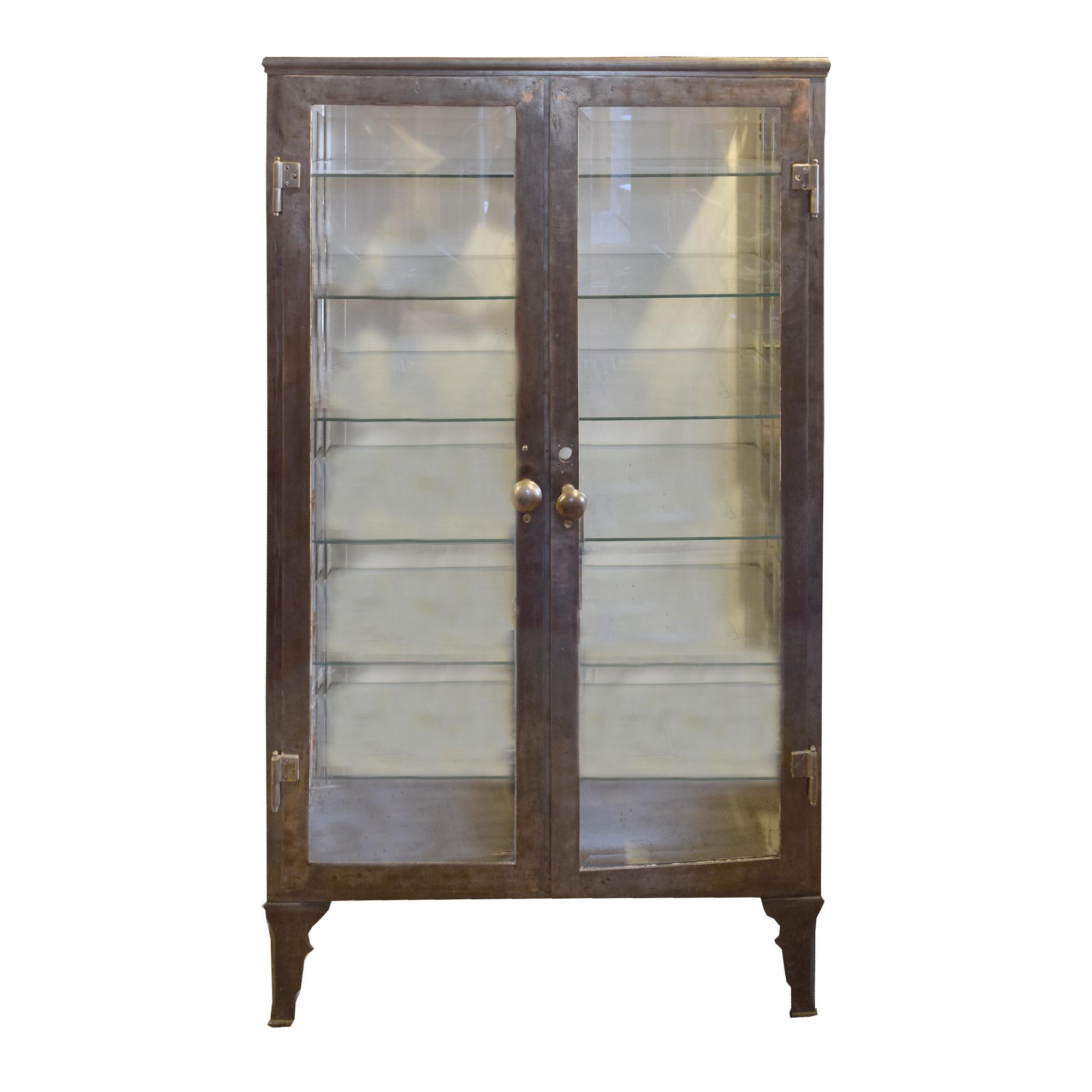 A Two Door Metal Medicine Cabinet 40.5" W x 18.5" D x 67.25" H — United States, 20th Century