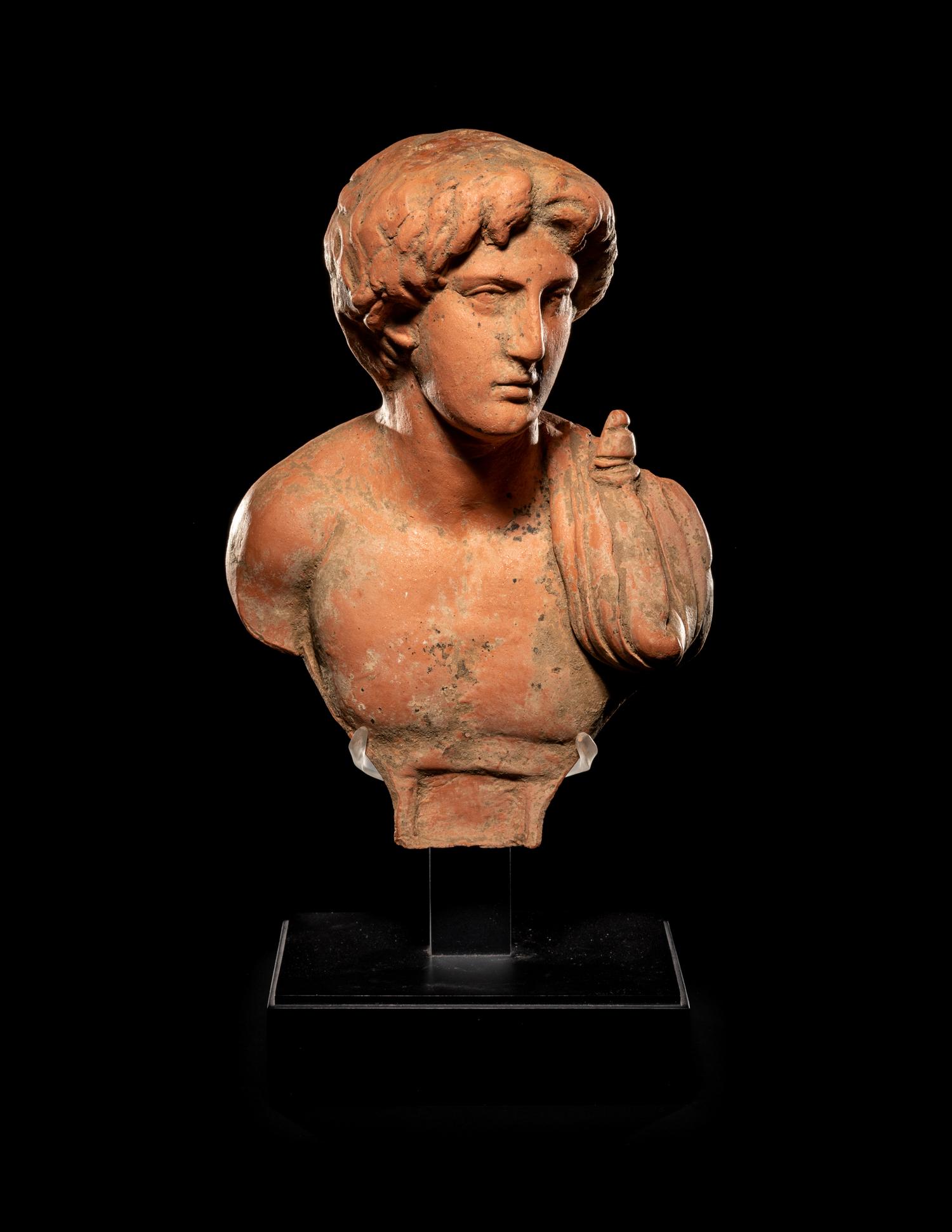 A Graeco-Roman Terra Cotta Bust, Possibly Depicting Antonius of Argos