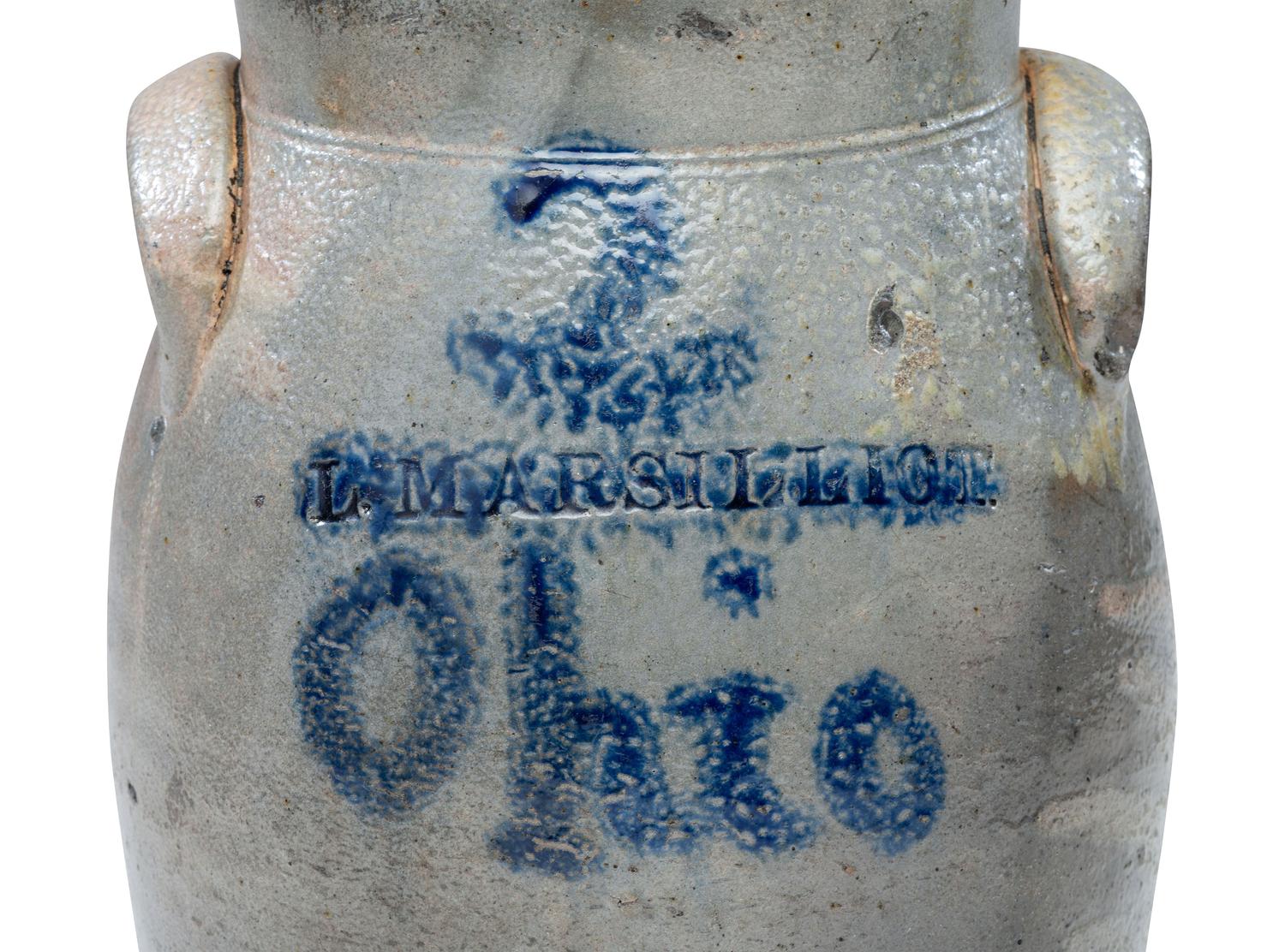 An L. Marsilliot Two-Gallon Block 'Ohio' Stoneware Crock