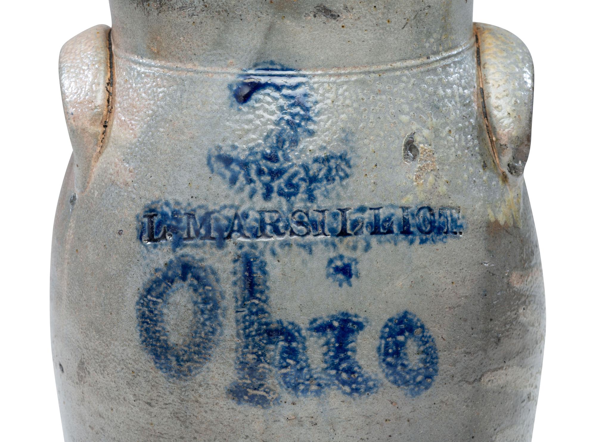 An L. Marsilliot Two-Gallon Block 'Ohio' Stoneware Crock