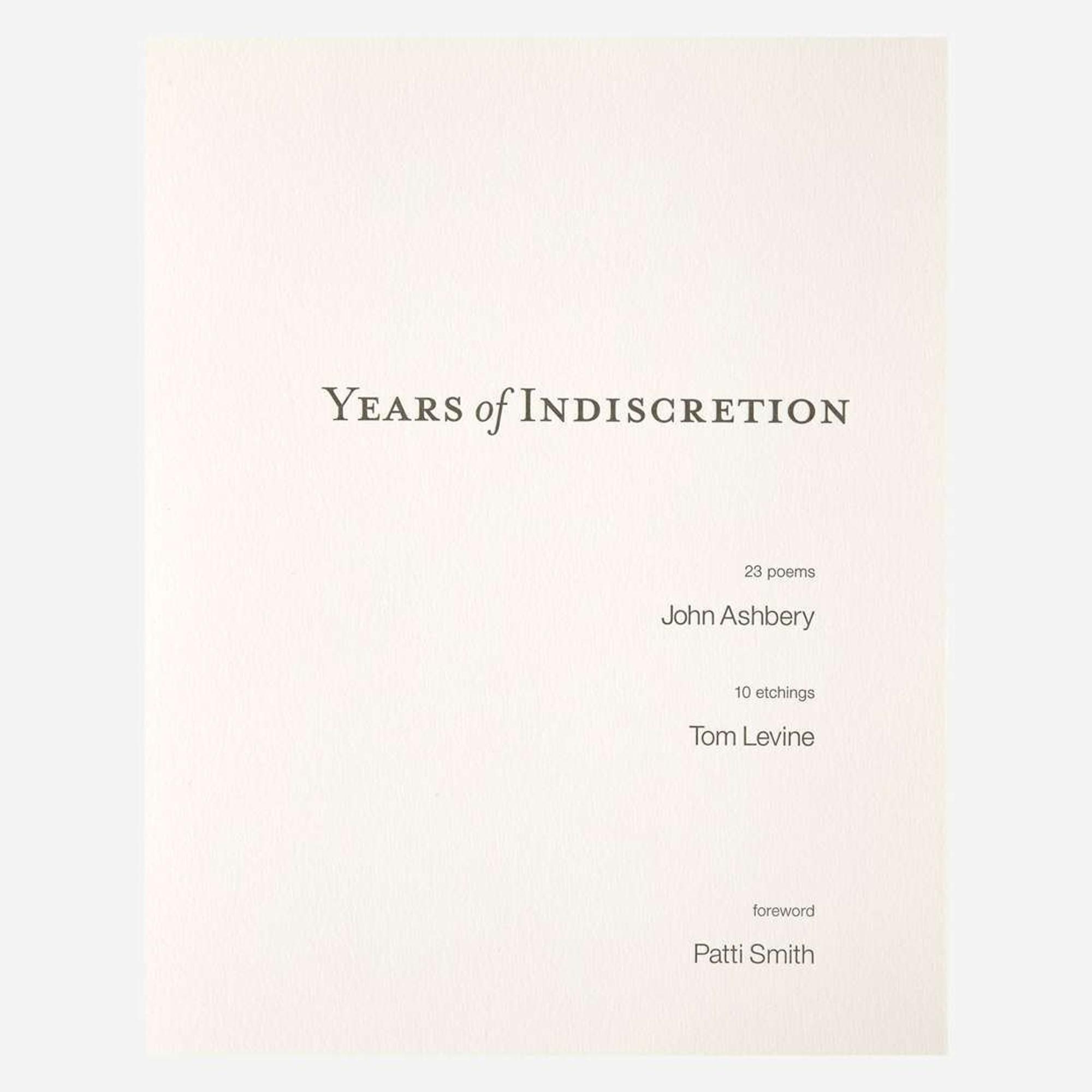 [Private Press] Ashbery, John Years of Indiscretion