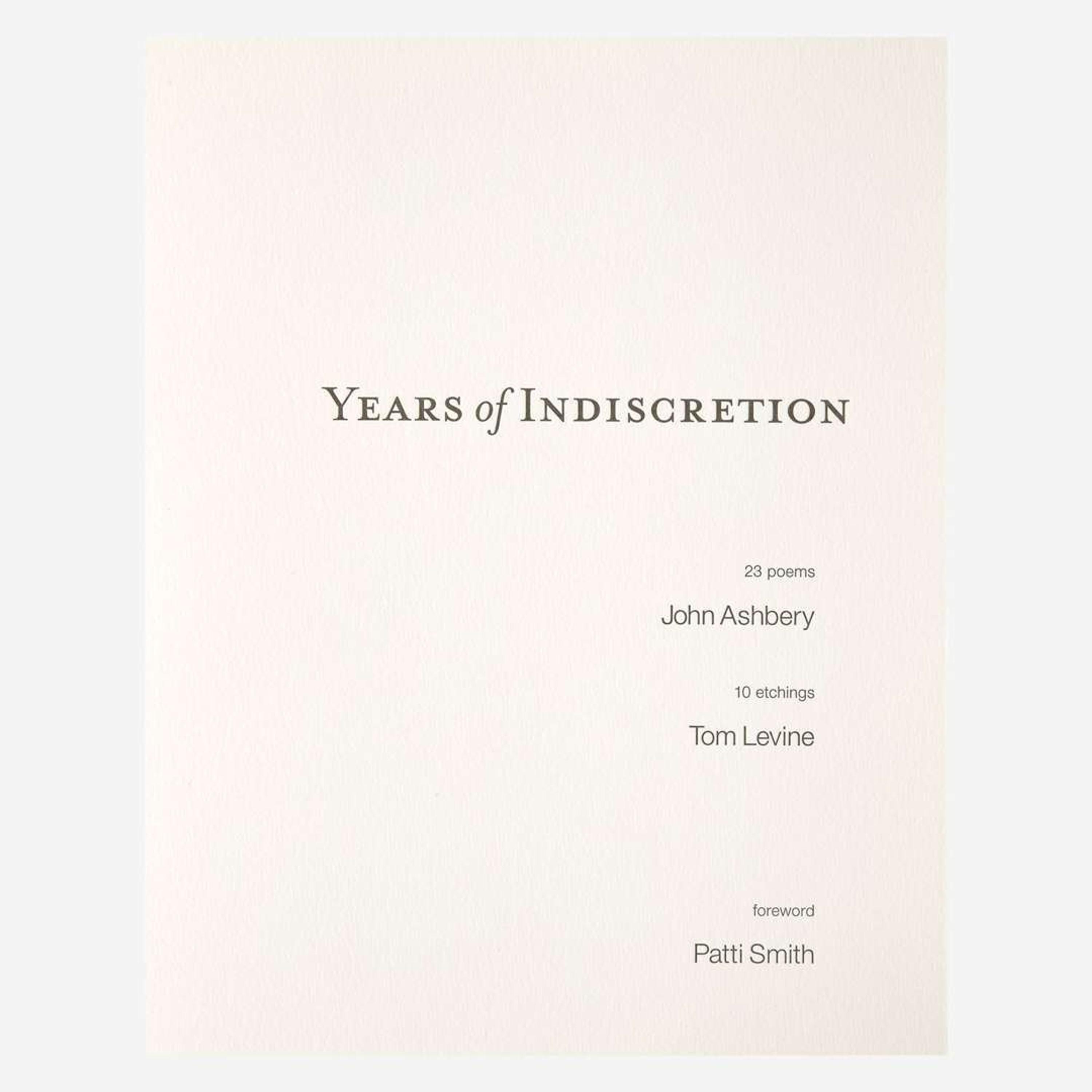 [Private Press] Ashbery, John Years of Indiscretion