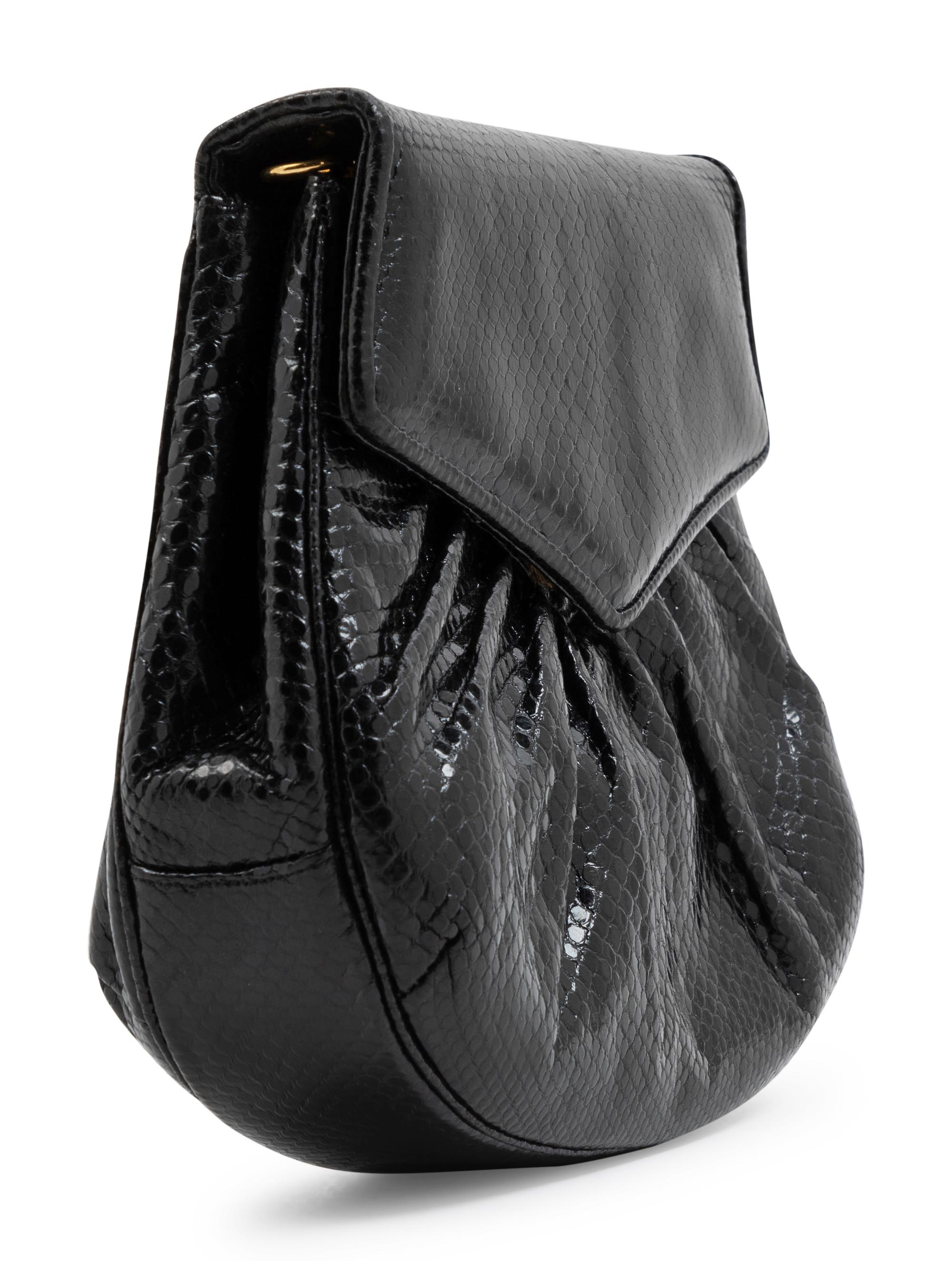 A Judith Leiber Black Skin Clutch