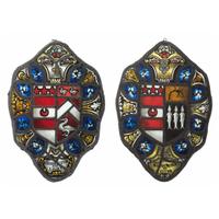 A Pair of Stained Glass 'Marital Alliance' Panels with Washington Family Coat of Arms