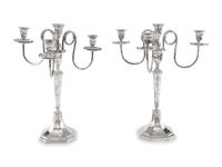A Pair of Silver-Plate Four-Light Candelabra