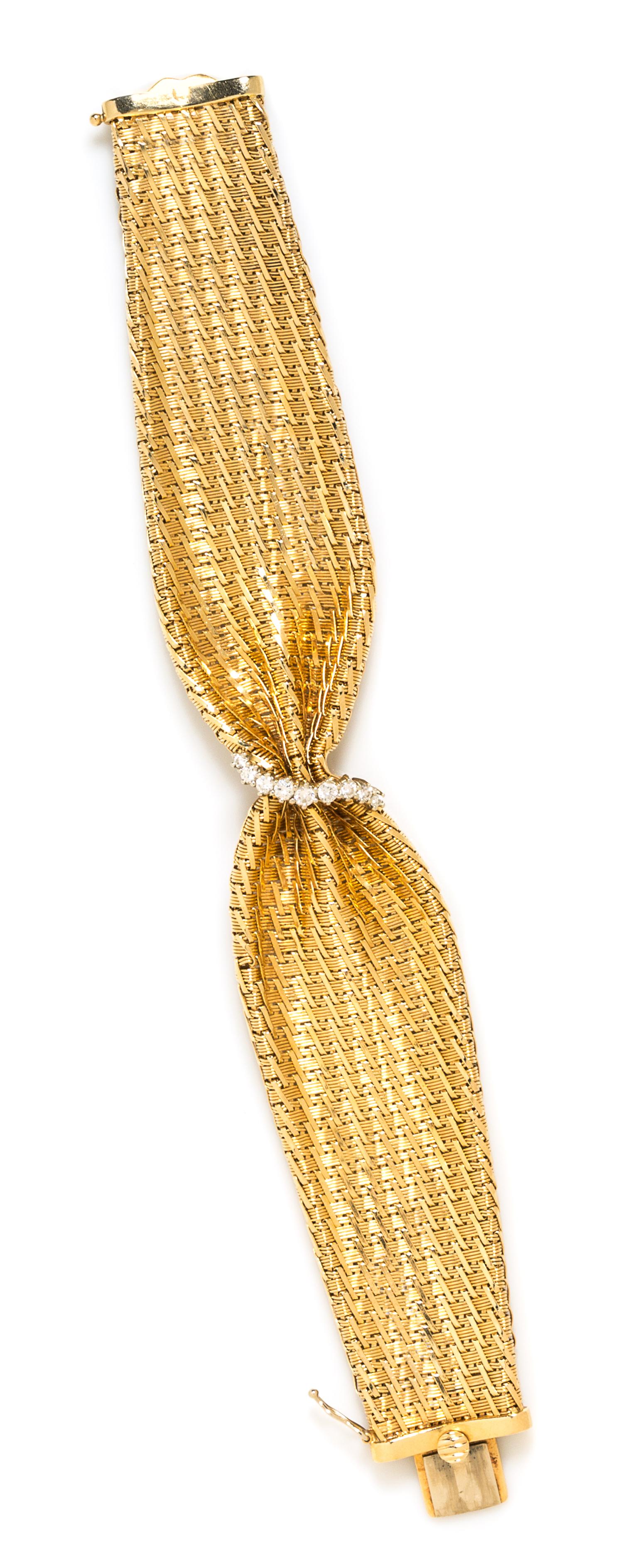 A Yellow Gold and Diamond Bracelet, 33.50 dwts.