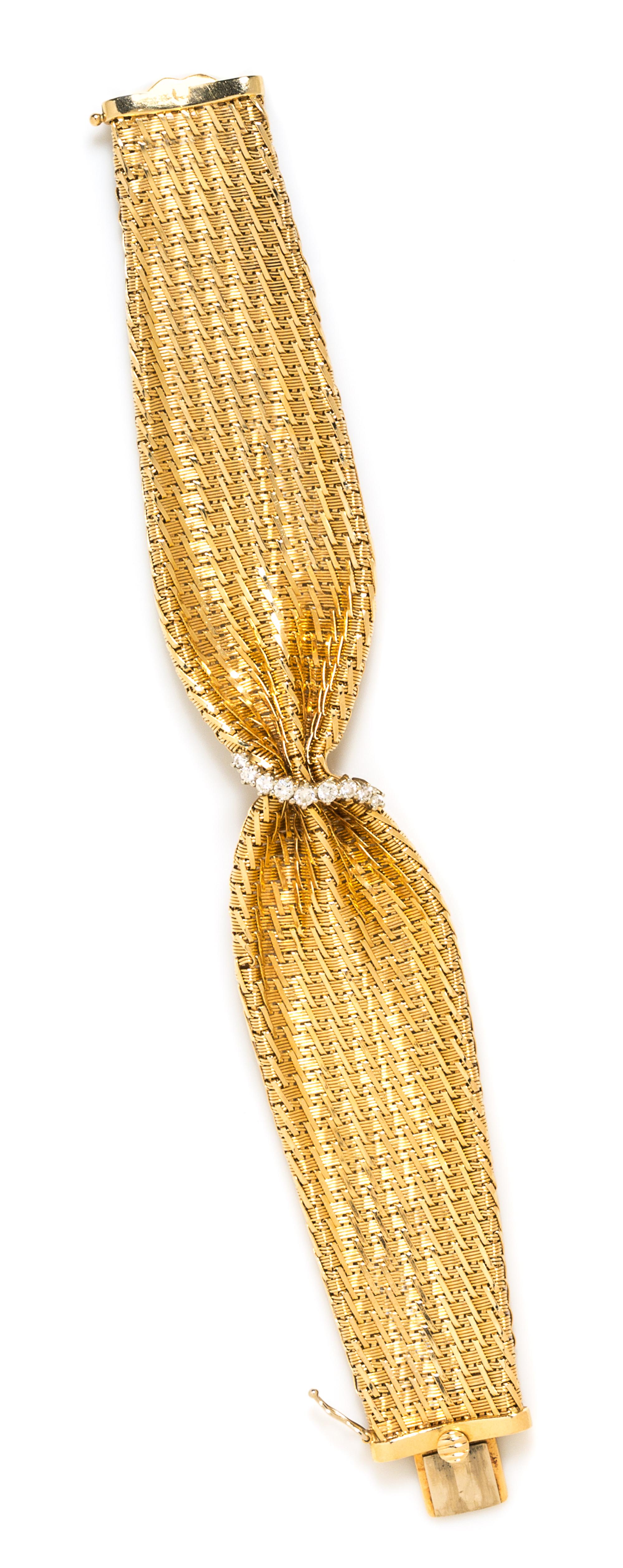 A Yellow Gold and Diamond Bracelet, 33.50 dwts.