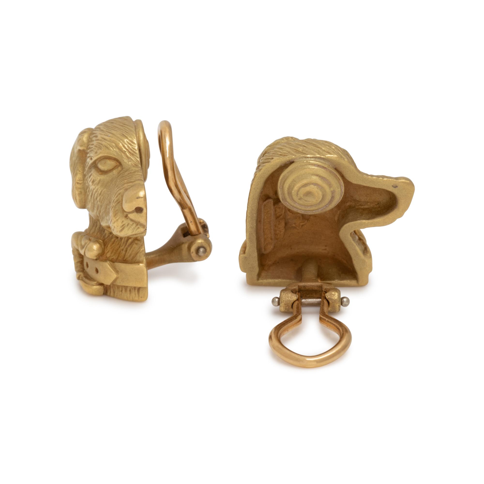 KIESELSTEIN-CORD, YELLOW GOLD LABRADOR RETRIEVER EARCLIPS