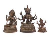 Three Asian Bronze Figures of Bodhisattva