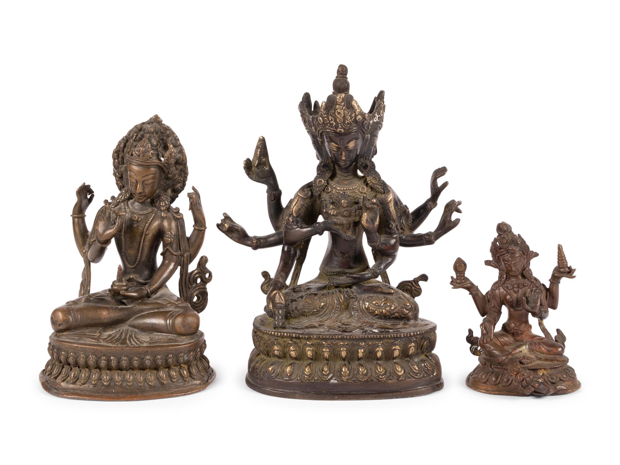 Three Asian Bronze Figures of Bodhisattva