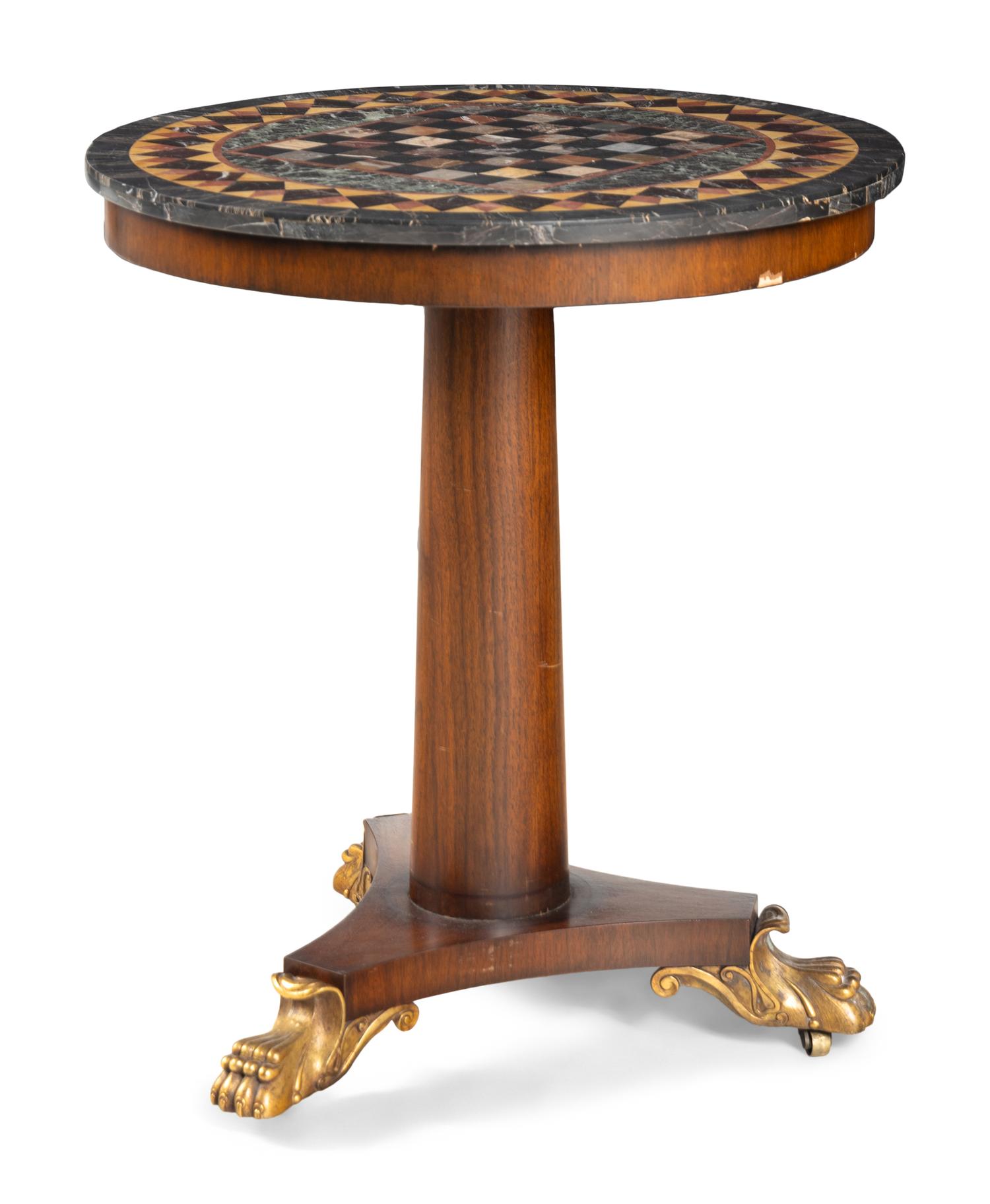 An Empire Style Parcel Gilt Pietra Dura Table