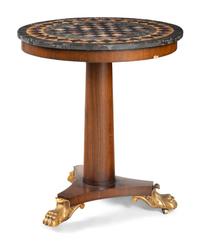 An Empire Style Parcel Gilt Pietra Dura Table