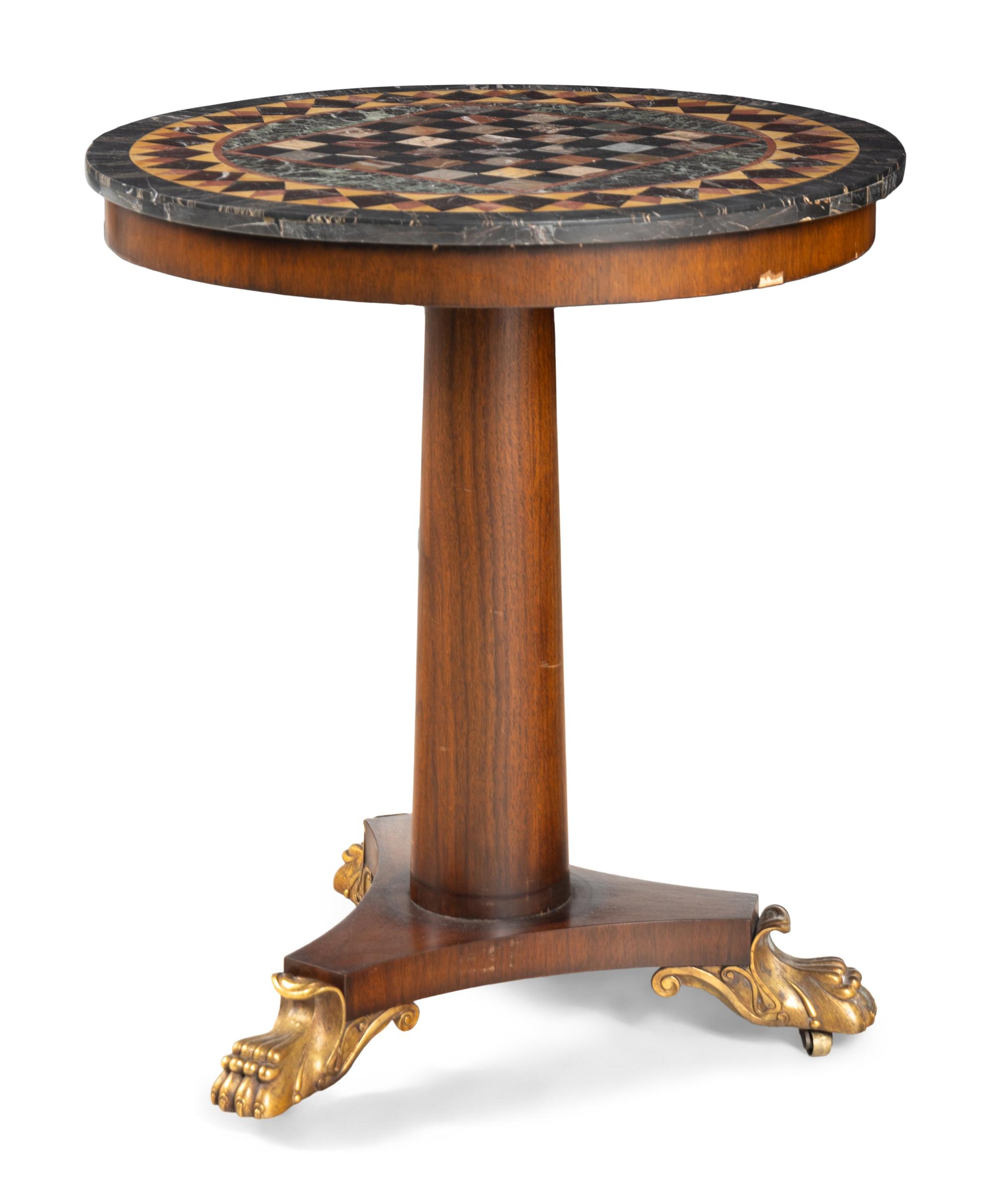 An Empire Style Parcel Gilt Pietra Dura Table