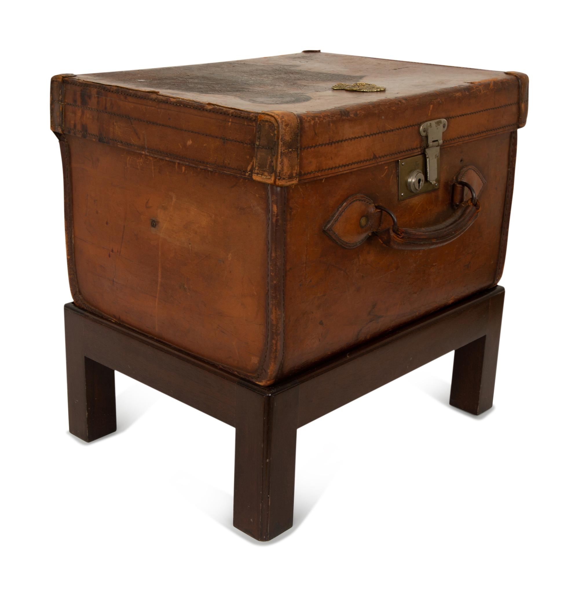 Two English Leather Luggage Cases with the Royal Cipher of George V