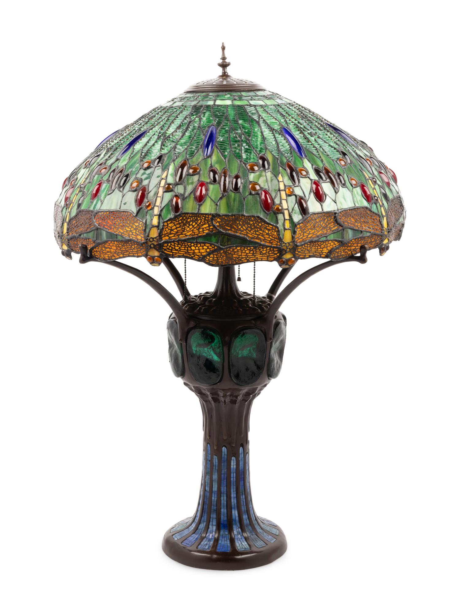 An American Leaded Glass Table Lamp