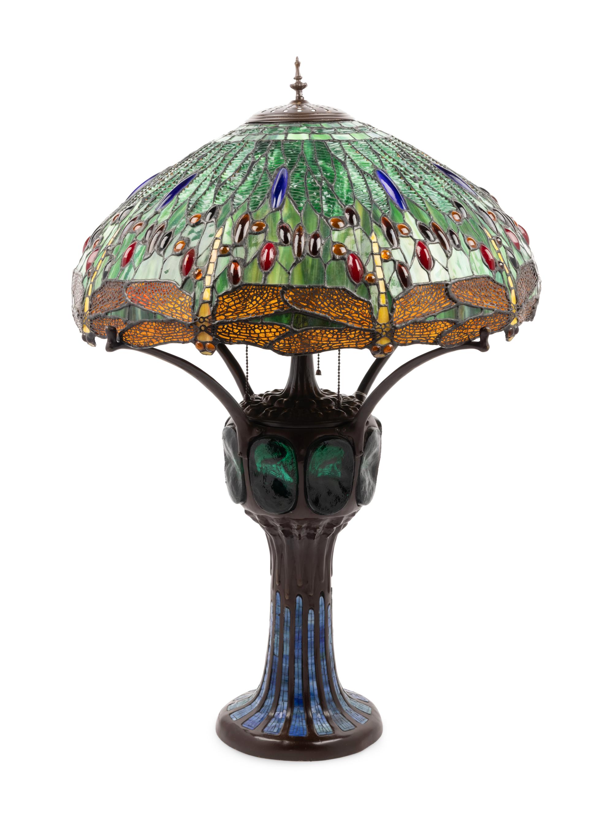 An American Leaded Glass Table Lamp