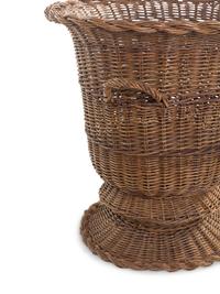 A Large Rattan Urn-Form Jardinière