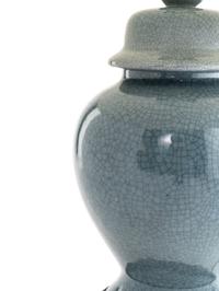 A Pair of Blue Glazed Porcelain Lamps