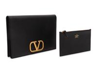 Valentino Garavani Supervee Leather Clutch with Zip Wallet