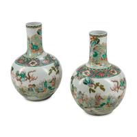 A Pair of Chinese Porcelain and Polychrome Decorated Vases