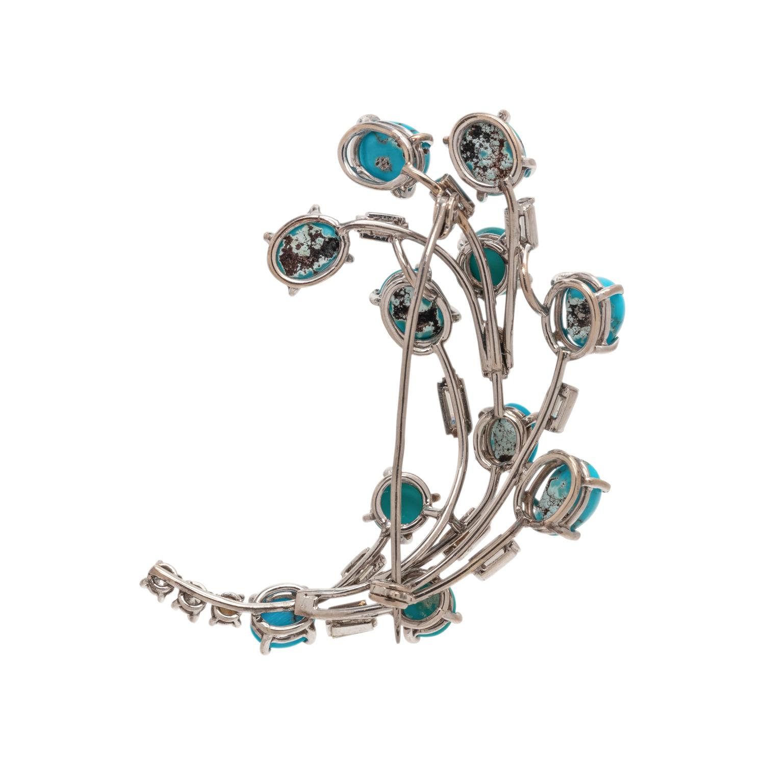 TURQUOISE AND DIAMOND BROOCH