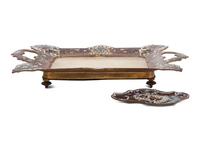 A French Gilt Bronze, Onyx and Champlevé Enamel Card Tray