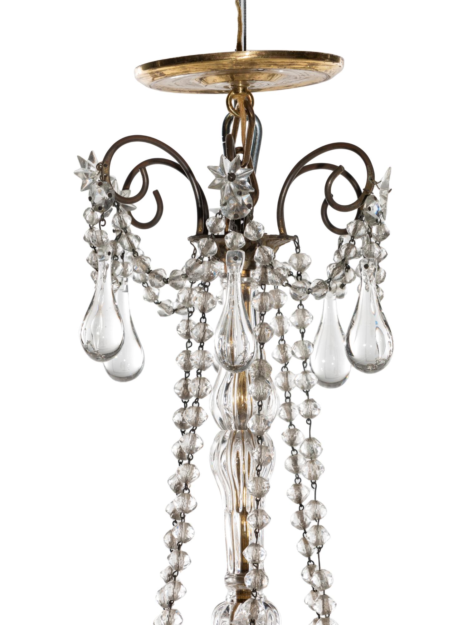An Italian Brass and Cut Glass Six-Light Chandelier — 19TH CENTURY