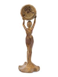A New Haven Clock Co. Gilt Metal Figural Table Clock
