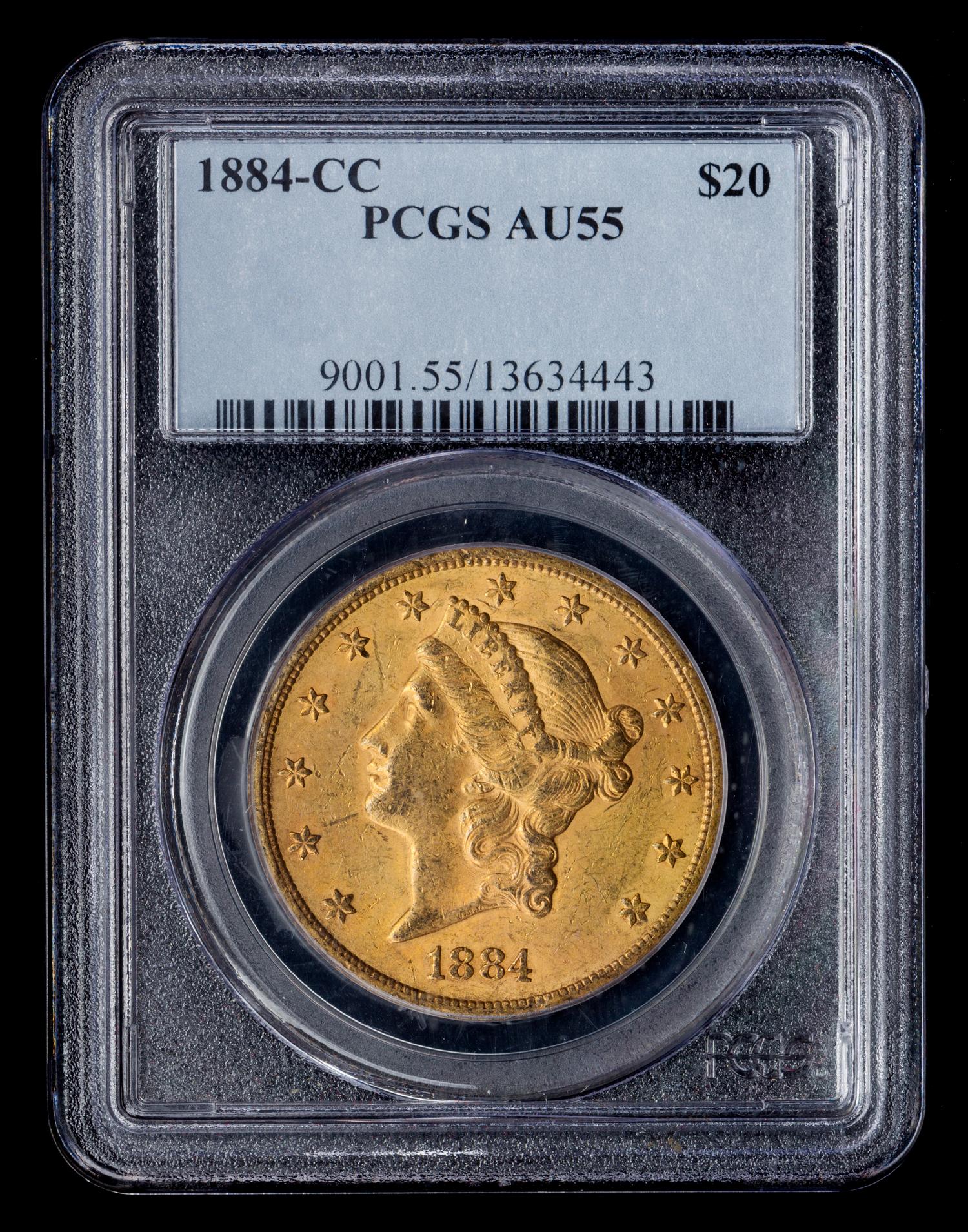 A United States 1884-CC Liberty Head $20 Gold Coin
