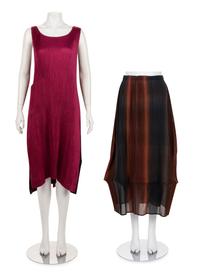Two Issey Miyake Pleated Items: One 'Apron' Dress and One Skirt, Fall/Winter 1995-96